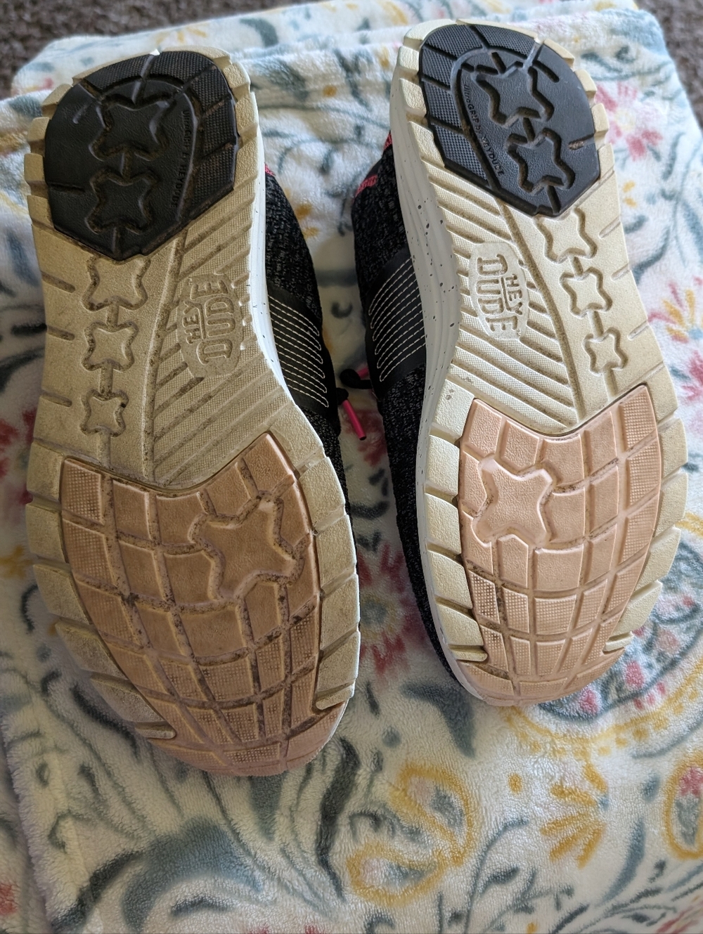 Hey Dude Black Sneakers with Pink and Yellow Accents - Picture 5 of 5